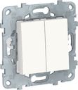 Schneider Electric Unica NEW NU521518 Переключатель двухклавишный (10 А, IP20, под рамку, скрытая установка, белый)