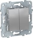 Schneider Electric Unica New NU521530 Переключатель двухклавишный перекрестный (10 А, под рамку, скрытая установка, алюминий)