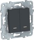 Schneider Electric Unica New NU521154N Выключатель двухклавишный (10 А, под рамку, подсветка, скрытая установка, антрацит)