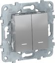 Schneider Electric Unica New NU521330N Переключатель двухклавишный (10 А, под рамку, подсветка, скрытая установка, алюминий)