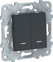 Schneider Electric Unica New NU521354N Переключатель двухклавишный (10 А, под рамку, подсветка, скрытая установка, антрацит)