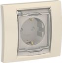Schneider Electric Unica New NU003744 Розетка с заземляющим контактом (IP44, 16 А, в сборе, шторки, крышка, скрытая установка, бежевая)