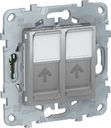 Schneider Electric Unica New NU542030 Розетка компьютерная (2xRJ45, cat.5e, UTP, под рамку, скрытая установка, алюминий)