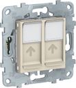 Schneider Electric Unica New NU542044 Розетка компьютерная (2xRJ45, cat.5e, UTP, под рамку, скрытая установка, бежевая)