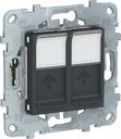 Schneider Electric Unica New NU542054 Розетка компьютерная (2xRJ45, cat.5e, UTP, под рамку, скрытая установка, антрацит)