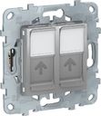 Schneider Electric Unica New NU542430 Розетка компьютерная (2xRJ45, cat.6e, UTP, под рамку, скрытая установка, алюминий)