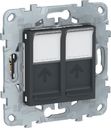 Schneider Electric Unica New NU542454 Розетка компьютерная (2xRJ45, cat.6e, UTP, под рамку, скрытая установка, антрацит)
