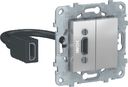 Schneider Electric Unica New NU543030 Розетка видео (HDMI, под рамку, скрытая установка, алюминий)