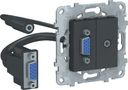 Schneider Electric Unica New NU593254 Розетка комбинированная (VGA+Jack3.5mm, под рамку, скрытая установка, антрацит)