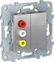 Schneider Electric Unica New NU543130 Розетка комбинированная (3xRCA, под рамку, скрытая установка, алюминий)