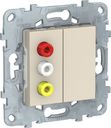 Schneider Electric Unica New NU543144 Розетка комбинированная (3xRCA, под рамку, скрытая установка, бежевая)