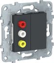 Schneider Electric Unica New NU543154 Розетка комбинированная (3xRCA, под рамку, скрытая установка, антрацит)