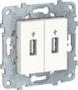 Schneider Electric Unica New NU542718 Розетка USB (USB, передача данных, под рамку, скрытая установка, белая)