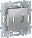 Schneider Electric Unica New NU542730 Розетка USB (USB, передача данных, под рамку, скрытая установка, алюминий)