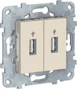 Schneider Electric Unica New NU542744 Розетка USB (USB, передача данных, под рамку, скрытая установка, бежевая)