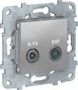 Schneider Electric Unica New NU545430 Розетка телевизионная (TV/Radio+SAT, звезда, под рамку, скрытая установка, алюминий)