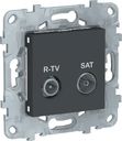 Schneider Electric Unica New NU545454 Розетка телевизионная (TV/Radio+SAT, звезда, под рамку, скрытая установка, антрацит)