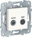 Schneider Electric Unica New NU545618 Розетка телевизионная (TV/Radio+SAT, проходная, под рамку, скрытая установка, белая)