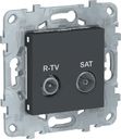 Schneider Electric Unica New NU545654 Розетка телевизионная (TV/Radio+SAT, проходная, под рамку, скрытая установка, антрацит)