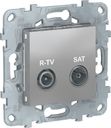 Schneider Electric Unica New NU545530 Розетка телевизионная (TV/Radio+SAT, оконечная, под рамку, скрытая установка, алюминий)