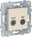 Schneider Electric Unica New NU545544 Розетка телевизионная (TV/Radio+SAT, оконечная, под рамку, скрытая установка, бежевая)