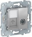 Schneider Electric Unica New NU547030 Розетка комбинированная (TV+RJ45, cat6, UTP, под рамку, скрытая установка, алюминий)
