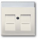 ABB Basic55 2CKA001710A3944 Крышка розетки телефонной/компьютерной (2хRJ11/RJ45, шторки, слоновая кость)