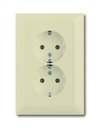 ABB Basic55 2CKA002021A0379 Розетка двойная с заземляющим контактом (16 А, шторки, в сборе, скрытая установка, слоновая кость)