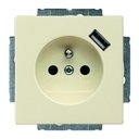 ABB Basic 55 2CKA002011A6192 Розетка c USB (16 А, 700 mA, под рамку, шторки, с/у, з/к, слоновая кость)