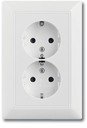 ABB Basic55 2CKA002021A0378 Розетка двойная с заземляющим контактом (16 А, шторки, в сборе, скрытая установка, альпийский белый)