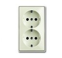 ABB Basic55 2CKA002021A0382 Розетка двойная с заземляющим контактом (16 А, шторки, в сборе, скрытая установка, chalet-белый)