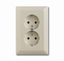 ABB Basic55 2CKA002014A1476 Розетка двойная с заземляющим контактом (16 А, в сборе, скрытая установка, альпийский шампань)