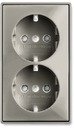 ABB Basic55 2CKA002021A0380 Розетка двойная с заземляющим контактом (16 А, шторки, в сборе, скрытая установка, альпийский шампань)