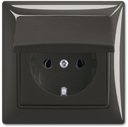 ABB Basic55 2CKA002018A1502 Розетка с заземляющим контактом (IP44, 16 А, крышка, в сборе, скрытая установка, альпийский chateau-черный)