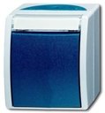 ABB Ocean 2CKA001085A1637 Переключатель одноклавишный (10 А, с возм. подсветки, в сборе, IP44, о/у, серый/морская волна)
