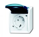 ABB Ocean 2CKA002083A0845 Розетка (16 А, IP44, в сборе, крышка, о/у, з/к, серый/морская волна)