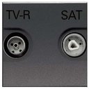 ABB Zenit 2CLA225180N1801 Розетка телевизионная (TV/Radio+SAT, проходная, под рамку, скрытая установка, антрацит)