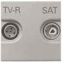 ABB Zenit 2CLA225180N1301 Розетка телевизионная (TV/Radio+SAT, проходная, под рамку, скрытая установка, серебро)