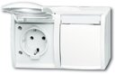 ABB Ocean 2CKA002084A0715 Розетка двойная (16 А, IP44, горизонт., в сборе, поле для надписи, крышка, о/у, з/к, альпийский-белый)