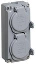 ABB 2CMA178339R1000 Розетка двойная (16 А, IP44, в сборе, крышка, о/у, з/к, серый)