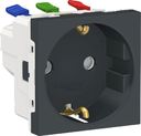 Schneider Electric Unica New NU305754 Розетка с заземляющим контактом (16 А, 2 модуль, под рамку, шторки, скрытая установка, антрацит)