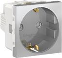 Schneider Electric Unica New NU303730 Розетка с заземляющим контактом (16 А, 2 модуль, винт. зажимы, под рамку, шторки, скрытая установка, алюминий)