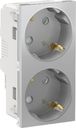Schneider Electric Unica New NU306730A Розетка с заземляющим контактом (16 А, 4 модуль, винт. зажимы, под рамку, шторки, скрытая установка, алюминий)