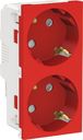 Schneider Electric Unica New NU306703A Розетка с заземляющим контактом (16 А, 4 модуль, винт. зажимы, под рамку, шторки, скрытая установка, красная)