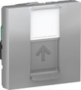 Schneider Electric Unica New NU341130 Розетка компьютерная (RJ45, 2 модуль, cat.5e, UTP, под рамку, скрытая установка, алюминий)