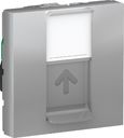 Schneider Electric Unica New NU341330 Розетка компьютерная (RJ45, 2 модуль, cat.5e, STP, под рамку, скрытая установка, алюминий)