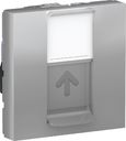 Schneider Electric Unica New NU341530 Розетка компьютерная (RJ45, 2 модуль, cat.6, UTP, под рамку, скрытая установка, алюминий)