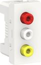 Schneider Electric Unica New NU343118 Розетка комбинированная (3xRCA, 1 модуль, под рамку, скрытая установка, белая)
