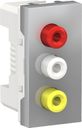 Schneider Electric Unica New NU343130 Розетка комбинированная (3xRCA, 1 модуль, под рамку, скрытая установка, алюминий)