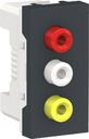 Schneider Electric Unica New NU343154 Розетка комбинированная (3xRCA, 1 модуль, под рамку, скрытая установка, антрацит)